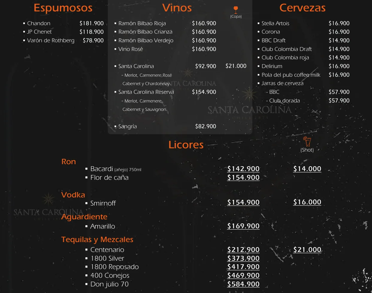 Menú 500 Rooftop, sección 22