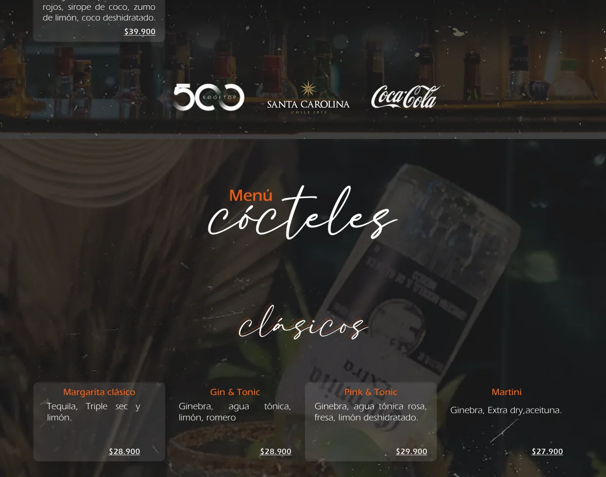 Menú 500 Rooftop, sección 25